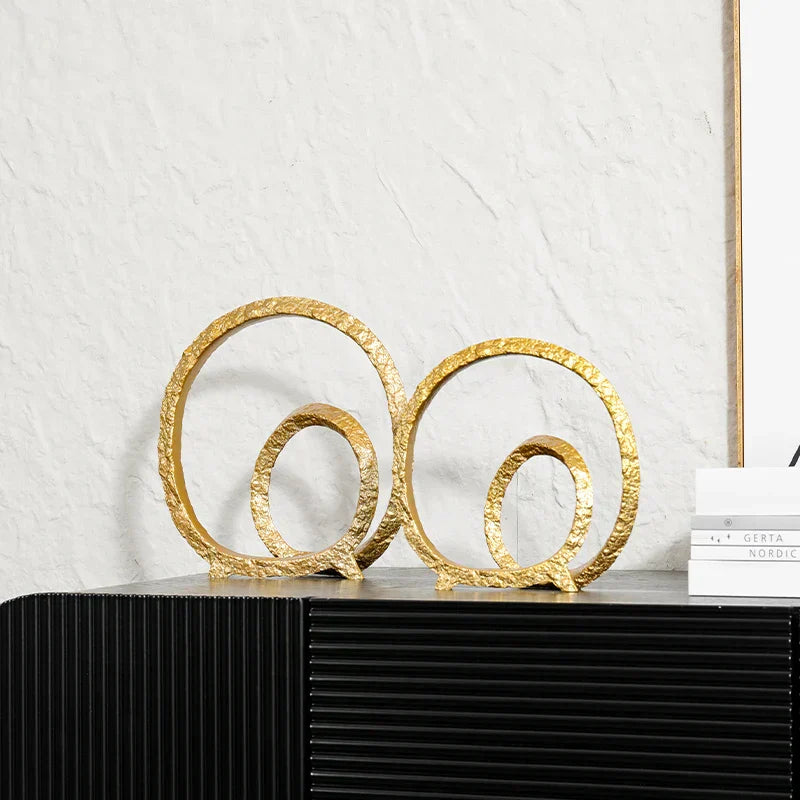 DecorBites™ Golden Circle Hollowed-out Ornaments: Home Decor Figurines