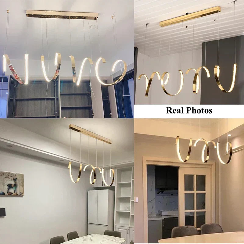 DecorBites™ Gold Irregular LED Pendant Lights for Modern Living & Dining Room Lighting