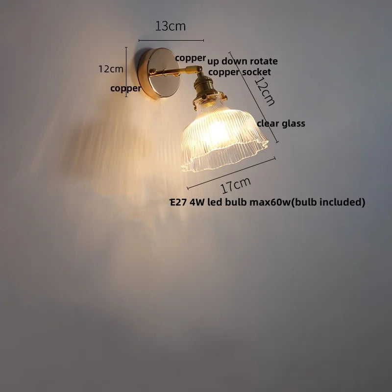 DecorBites™ Glass Bedside Sconce: Modern Nordic LED Wall Light with Pull Chain Switch