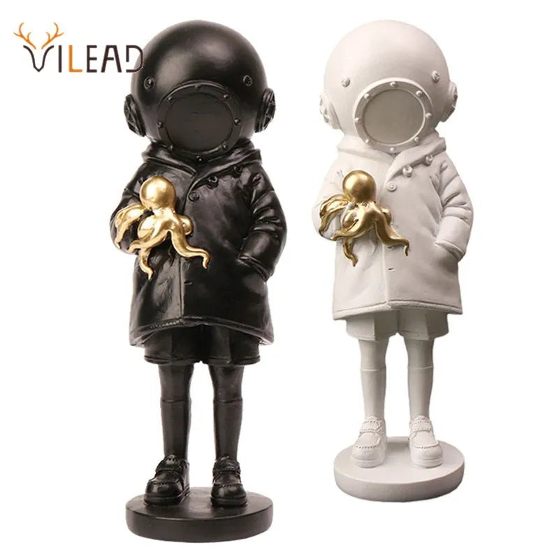 DecorBites™ Banksy Deep Diver Sculpture: Modern Street Art Girl Statue for Home & Office Decor
