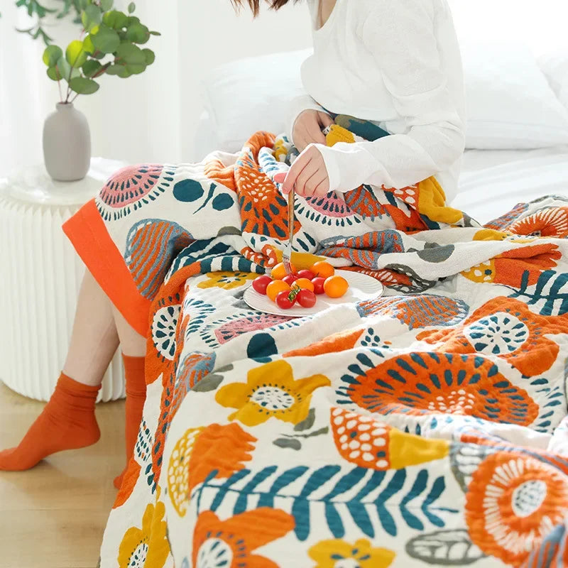 DecorBites™ Double Gauze Cotton Summer Blanket - Lightweight & Breathable