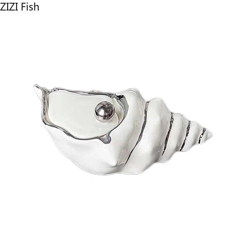 DecorBites™ Conch Ashtray: Silver Plated, Windproof Ceramic, Smoking Accessories, Home & Office ******************************************************************************/