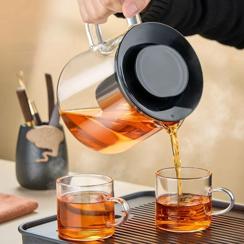DecorBites™ Glass Flower Teapot - High Borosilicate Glass Tea/Coffee Set