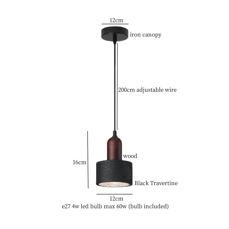 DecorBites™ Black Stone LED Hanging Pendant Light for Modern Home Decor