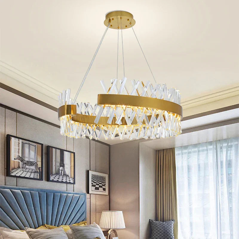 DecorBites™ Contemporary LED Crystal Chandelier for Hotel, Wedding, and Living Room
