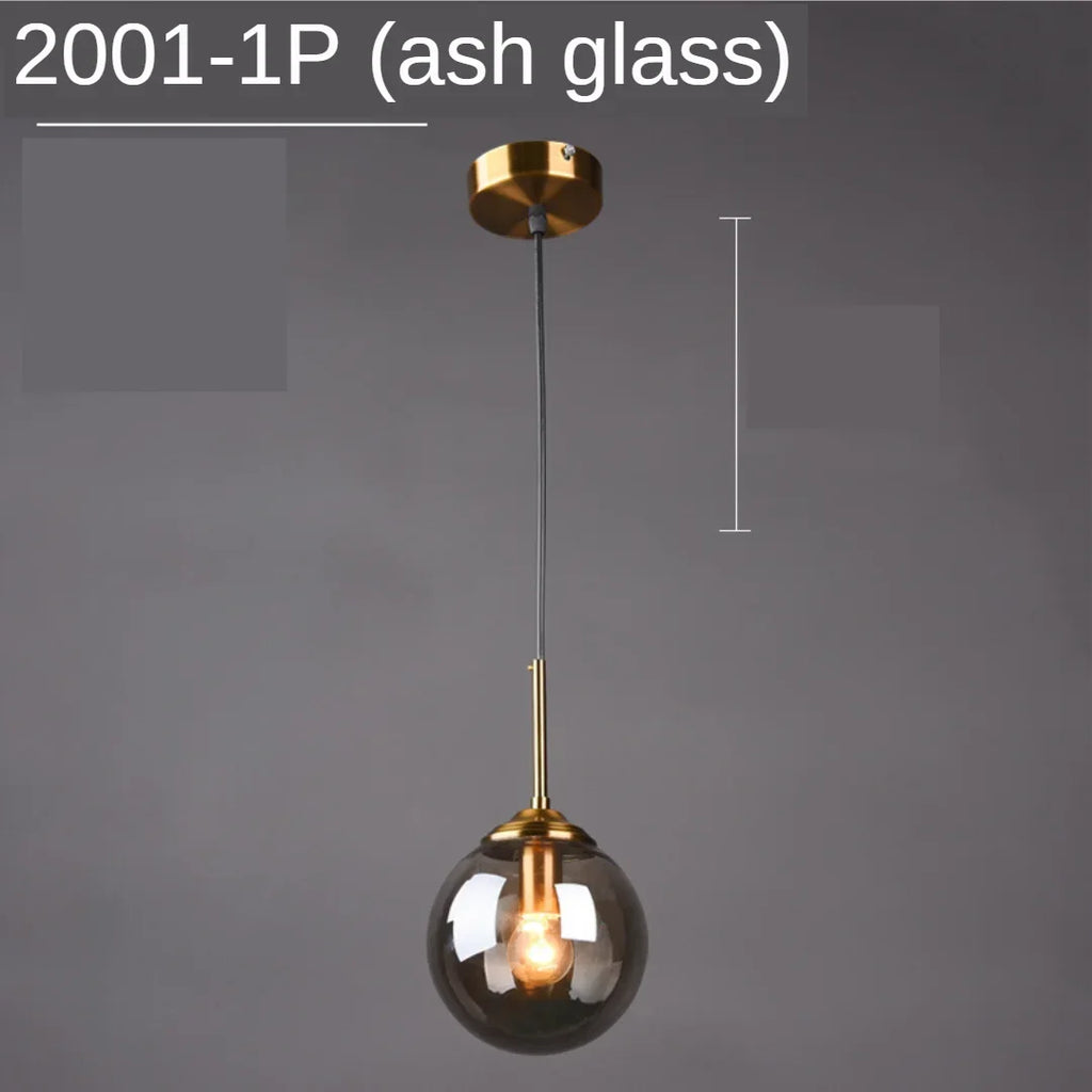 DecorBites™ Golden Ring Glass Ball Pendant Light for Kitchen Dining Room & Bedside