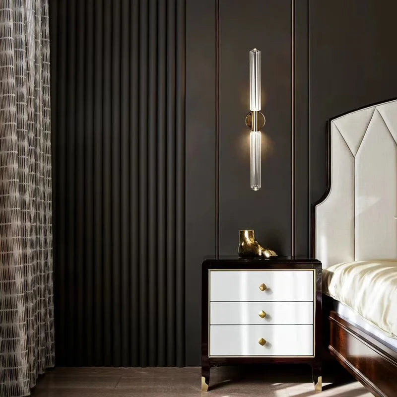 DecorBites™ Glass Tubes LED Chandelier: Modern Luxury for Living Room, Bedroom, Hotel & Aisle