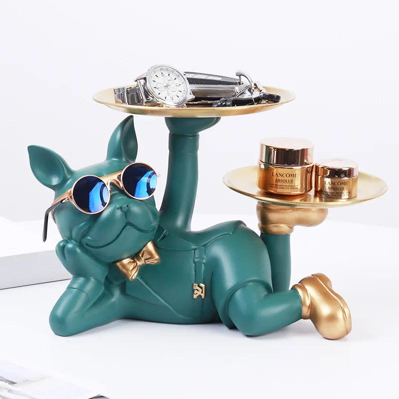 DecorBites™ Bulldog Desktop Storage Statue: Multi-functional Office & Home Decoration Tray Decor