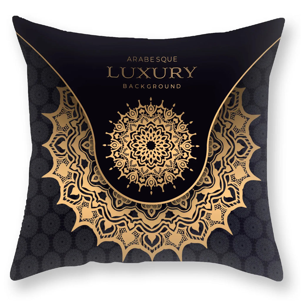 DecorBites™ Black Gold Mandala Luxury Printed Pillowcase §