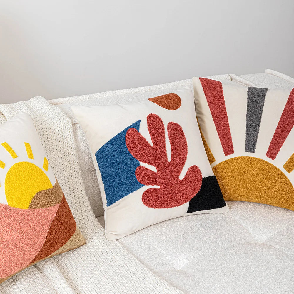 DecorBites™ Cartoon Abstract Embroidery Cushion Cover 45*45 Soft Velvet Throw Pillow Case