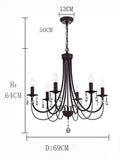 DecorBites™ Black Iron Chandelier with Crystal Pendant for Home Lighting