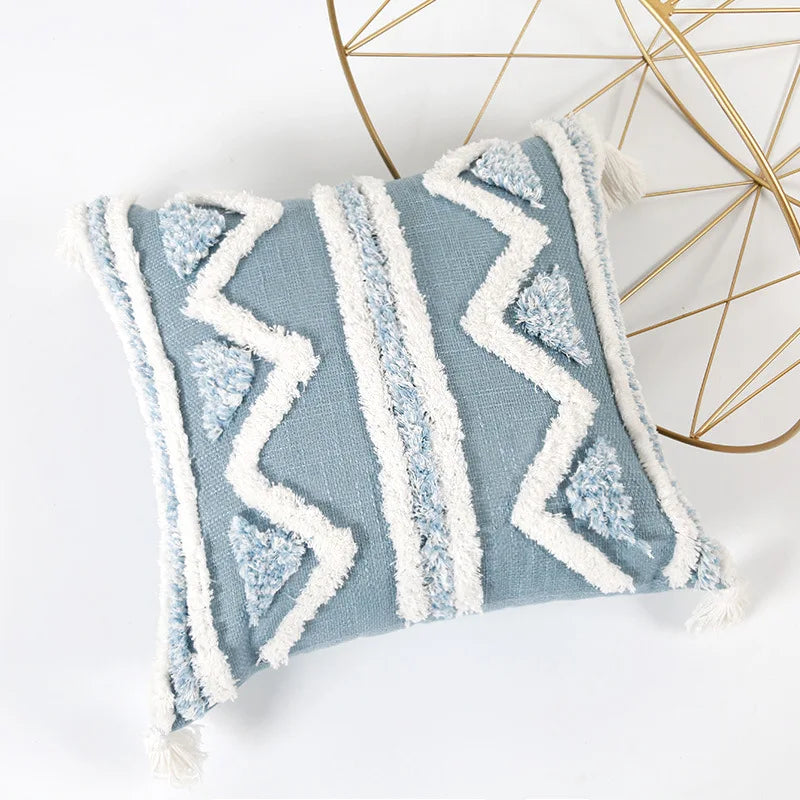 DecorBites™ Blue Geometric Tufted Long Waist Pillowcase Set, 30x100cm
