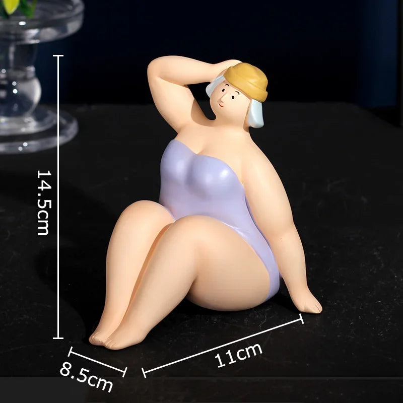 DecorBites™ Beach Swimsuit Fat Women Resin Sculpture Desk Ornament Aesthetic Decor