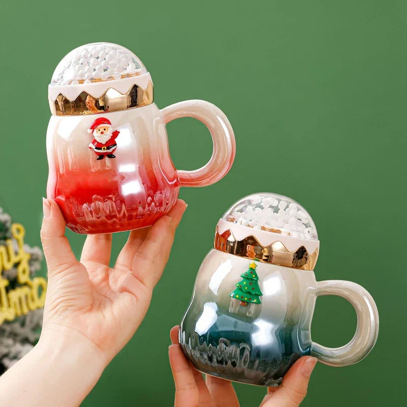 DecorBites™ Christmas Santa Ceramic Mug with Lid - Festive Holiday Gift for Home & Office