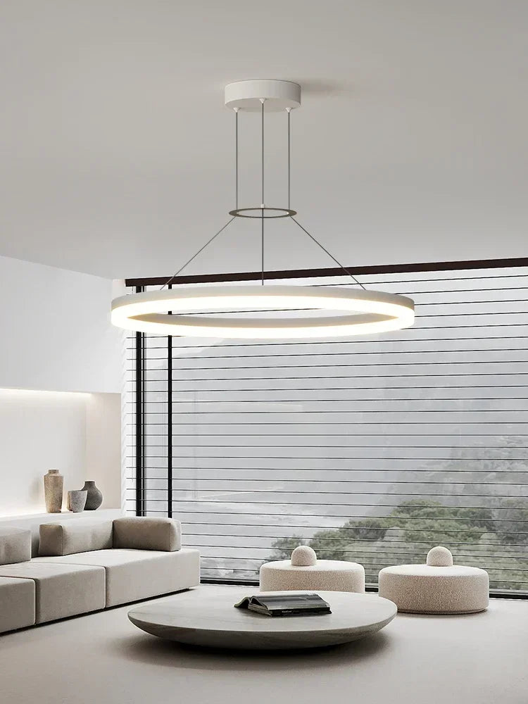 DecorBites™ Black Ring LED Pendant Chandelier for Living Room, Bedroom, Kitchen - Modern Minimalist Lighting