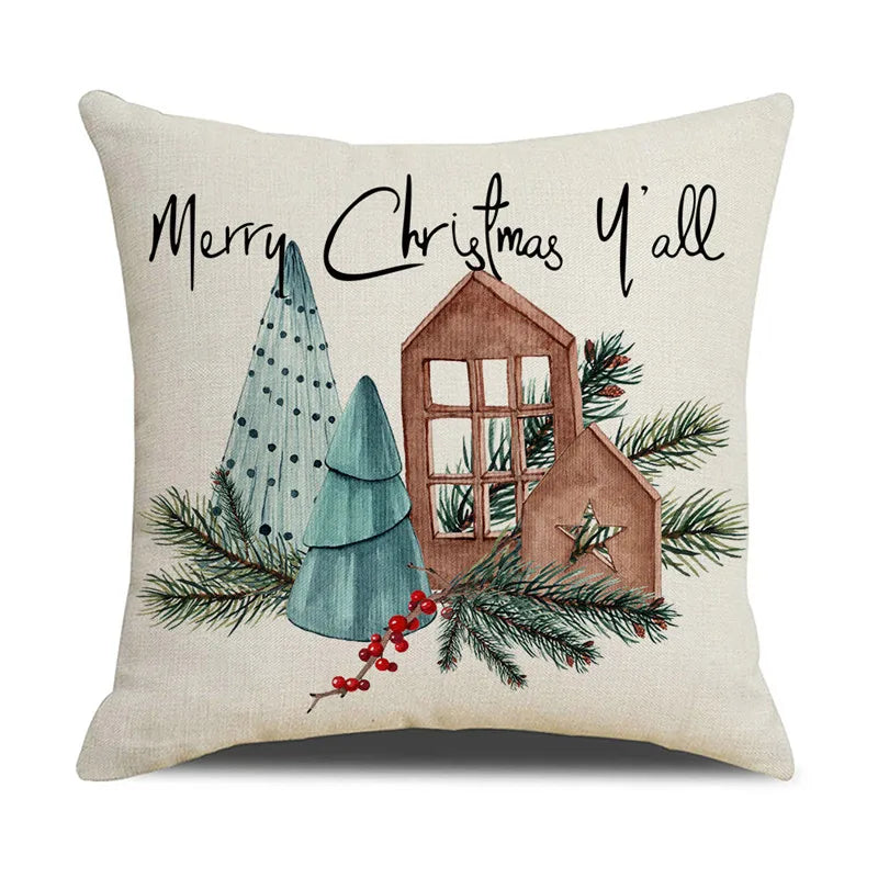 DecorBites™ Cartoon Birds Christmas Pillowcase 45X45cm - Linen Sofa Cushion Cover