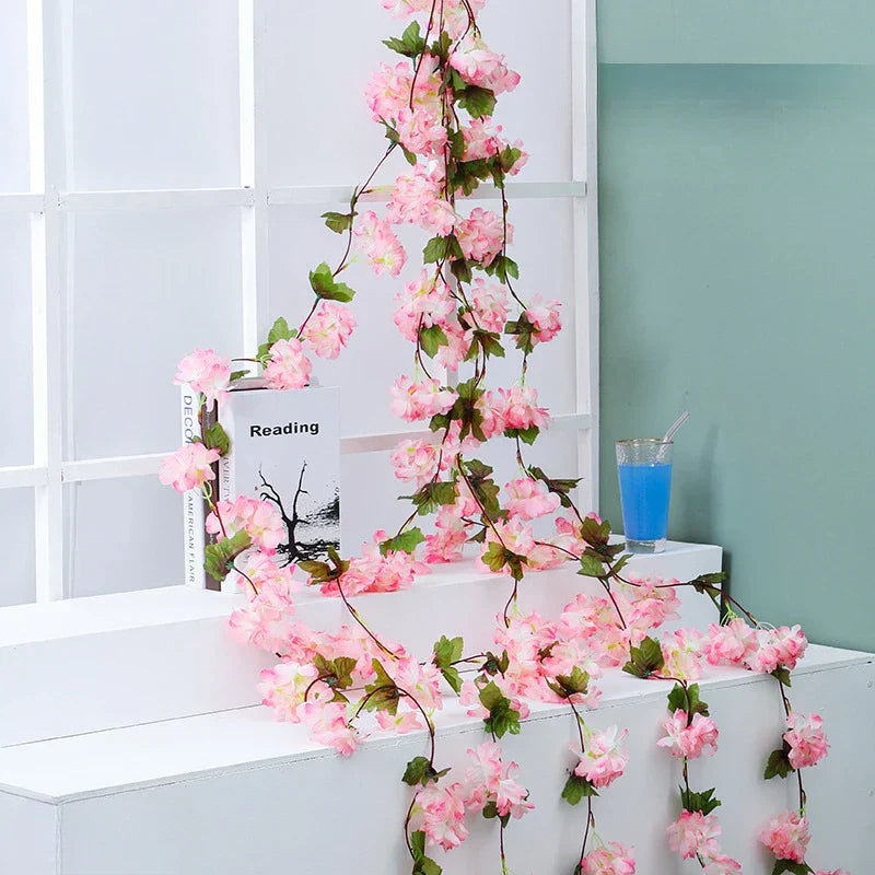 DecorBites™ Artificial Sakura Flowers Vine: Wedding Garden Rose Arch Decoration