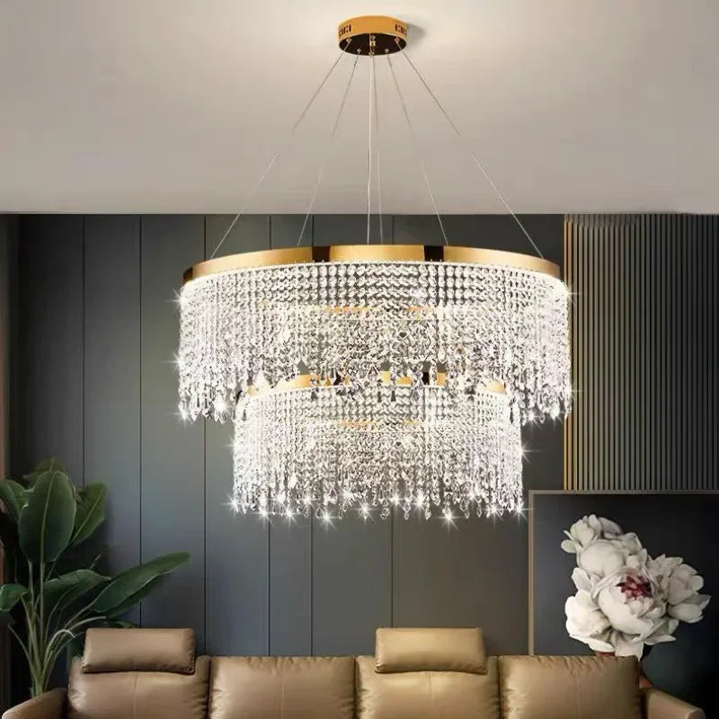 DecorBites™ Crystal Chandelier Luxury Pendant Light for Living Dining Room LED Fixture