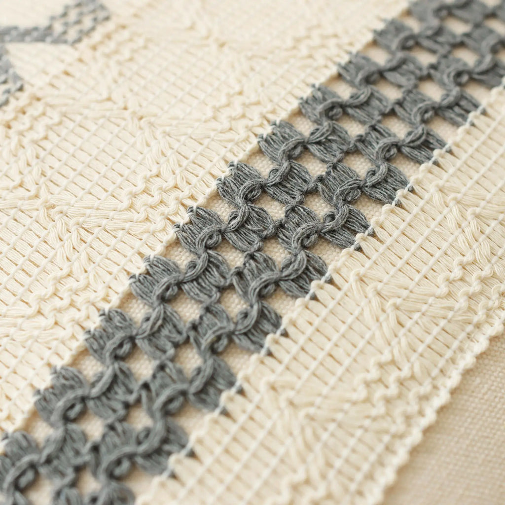 DecorBites™ Boho Tassel Cushion Cover: Geometric Woven Crochet Pillowcase