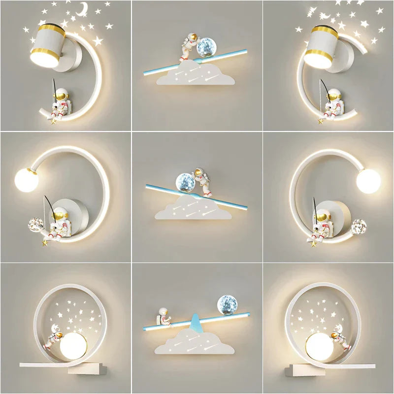 DecorBites™ Astronaut Wall Lamp: Gold White Black Bedroom Decor Resin Wall Mount Light