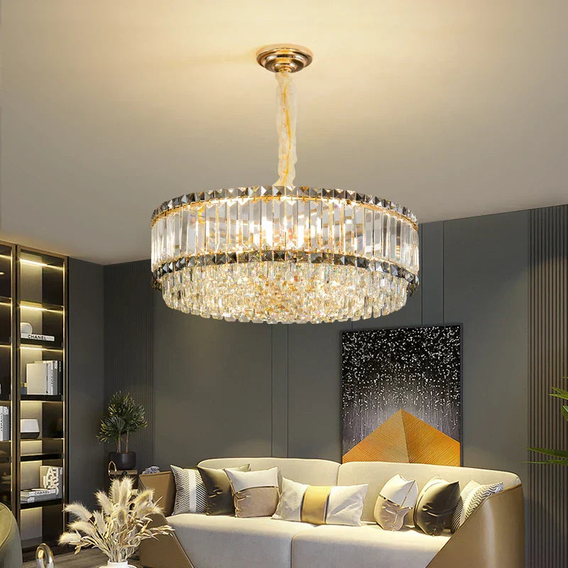 DecorBites™ Crystal Chandelier: Elegant Modern Lighting for Living Room, Bedroom, and Restaurant.