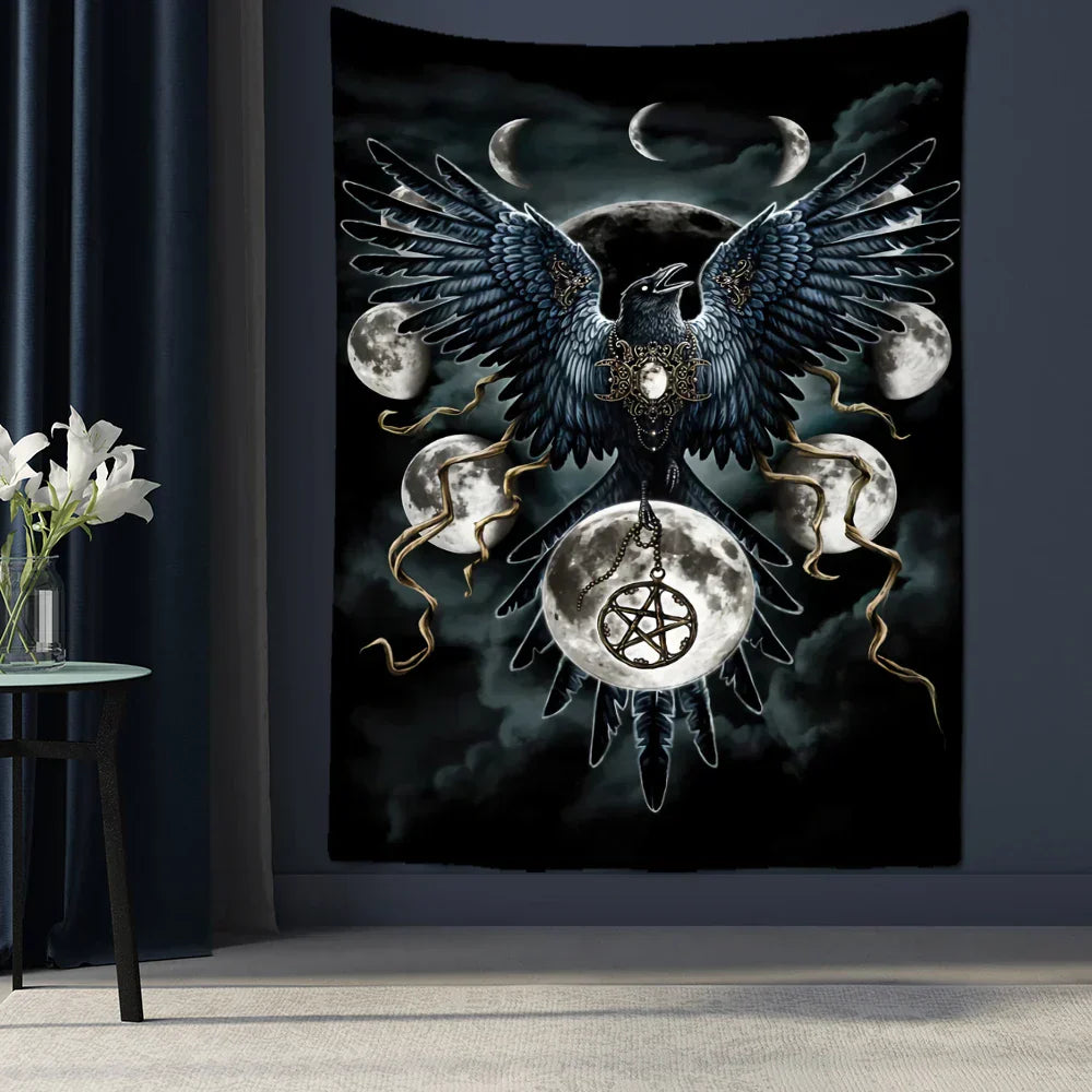 DecorBites™ Condor Moon Universe Tapestry - Dark Starry Psychedelic Hippie Wall Hanging
