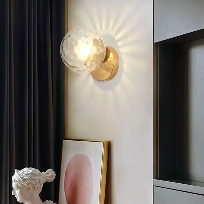 DecorBites™ Gold Glass Ball LED Wall Light for Living Room Bedroom Bathroom Decor