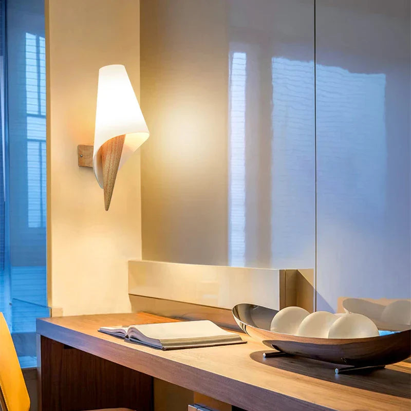 DecorBites™ LED Wooden Wall Lamps for Bedroom Stairs Interior Lighting Sconce Fixtures