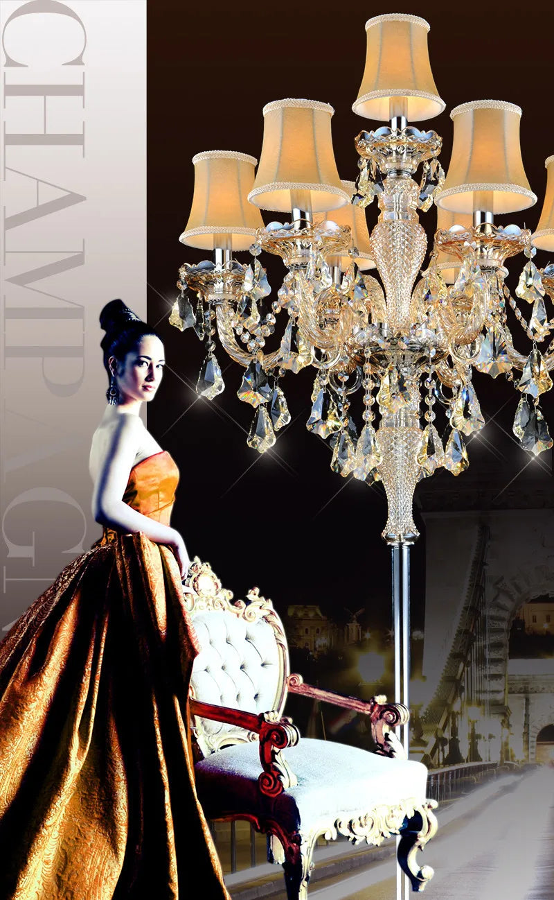 DecorBites™ Crystal Chandelier Floor Lamp for Elegant Living Room Decor