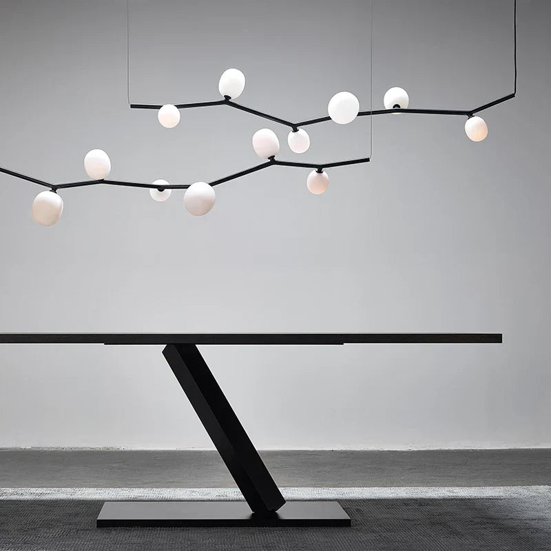 DecorBites™ Art Deco Branches Chandeliers Black White Glass G9 Bulb Height Adjustable