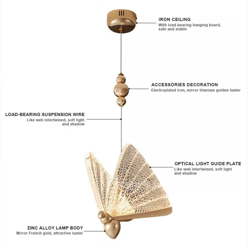 DecorBites™ Butterfly LED Pendant Lamp: Modern Luxury Staircase & Bedroom Lighting Fixtures