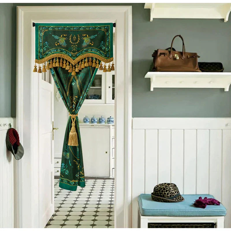 DecorBites™ Botanic Garden Velvet Blackout Curtains - Retro Emerald Green - Luxury Quality