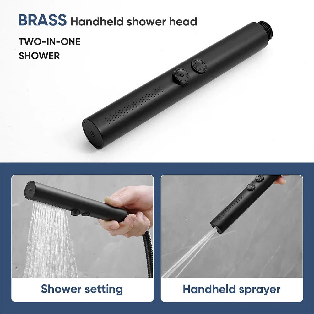 DecorBites™ Black Stainless Steel High Pressure Shower Head Handheld Spray Nozzle