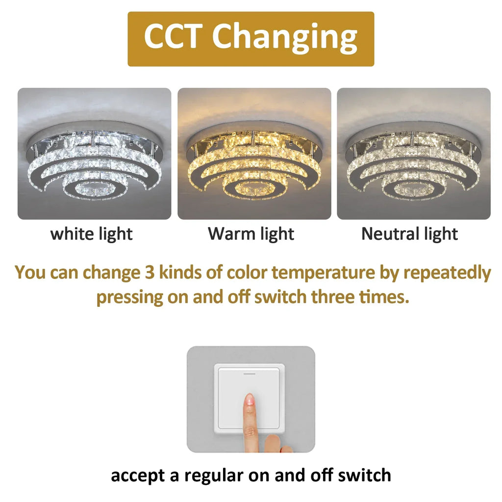 DecorBites™ Crystal Chandelier for Home Hotel Decor, Modern LED Ceiling Light Fixture