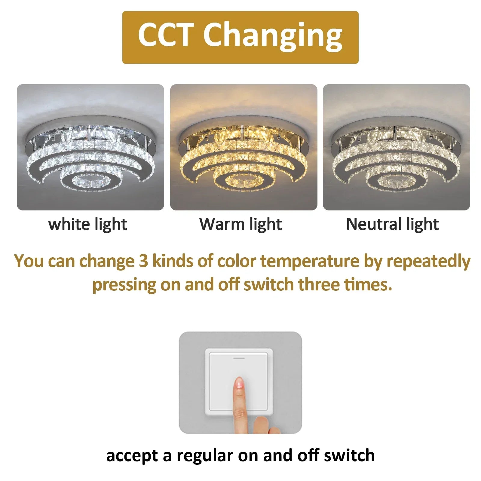 DecorBites™ Crystal Chandelier for Home Hotel Decor, Modern LED Ceiling Light Fixture