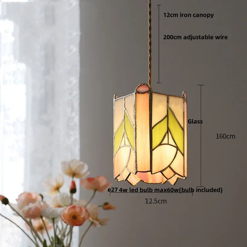 DecorBites™ Butterfly Glass Flower LED Pendant Lamp – Tiffany Style Adjustable Hanging Lamp