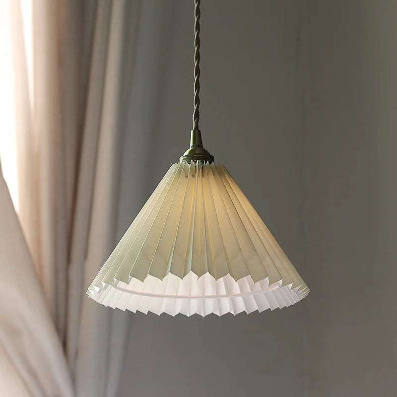 DecorBites™ LED Walnut Wood Pendant Light Japan Style Bouffant Cloth Living Room Decoration