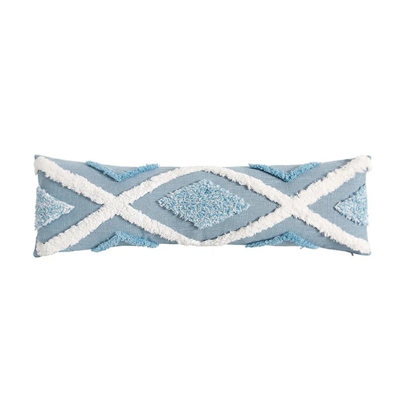 DecorBites™ Blue Geometric Tufted Long Waist Pillowcase Set, 30x100cm