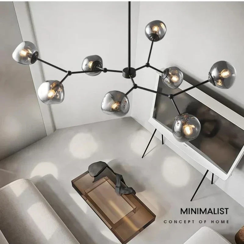 DecorBites™ Gray Lava Glass Chandelier LED Pendant Light Modern Nordic Design