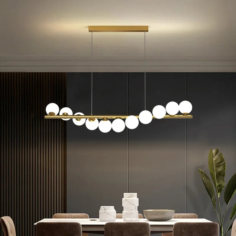 DecorBites™ Glass Ball G9 LED Long Chandelier for Dining Room Kitchen Office Lighting