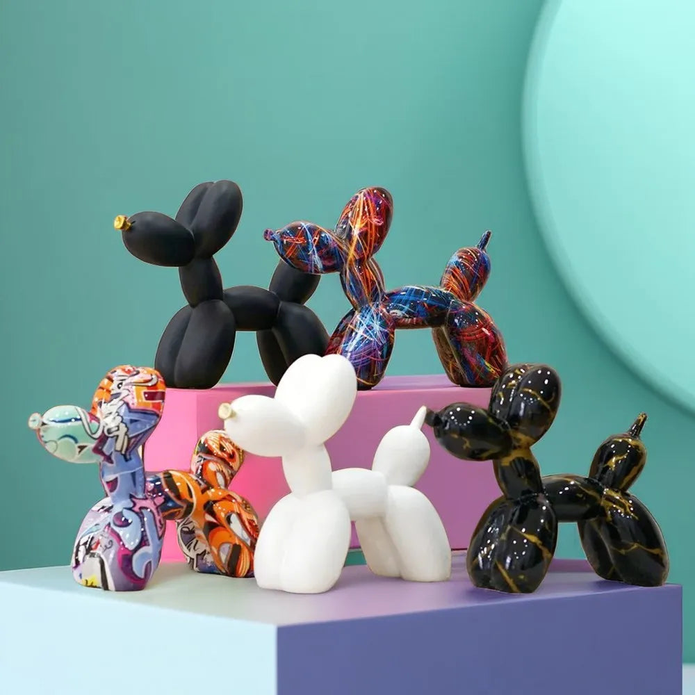 DecorBites™ Balloon Dog Sculpture Modern Decor Black White Pink Room Figurines