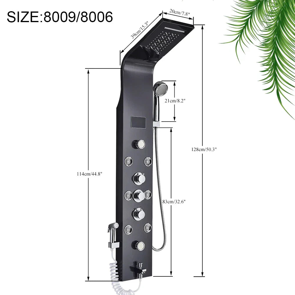 DecorBites™ Black LED Shower Faucet SPA Massage Jet Rain Panel Bidet Sprayer Tap