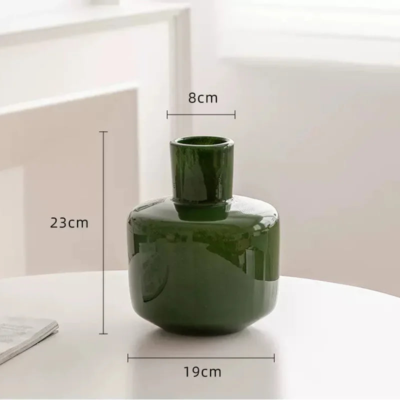 DecorBites™ Glass Vase Desk Decoration Pot with Artificial Flowers - Modern Aesthetic Decor