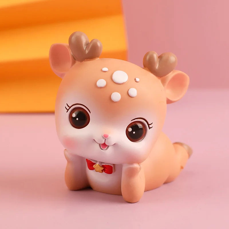 DecorBites™ Cartoon Deer Resin Figurines Home Decor Miniatures Crafts Cake Topper