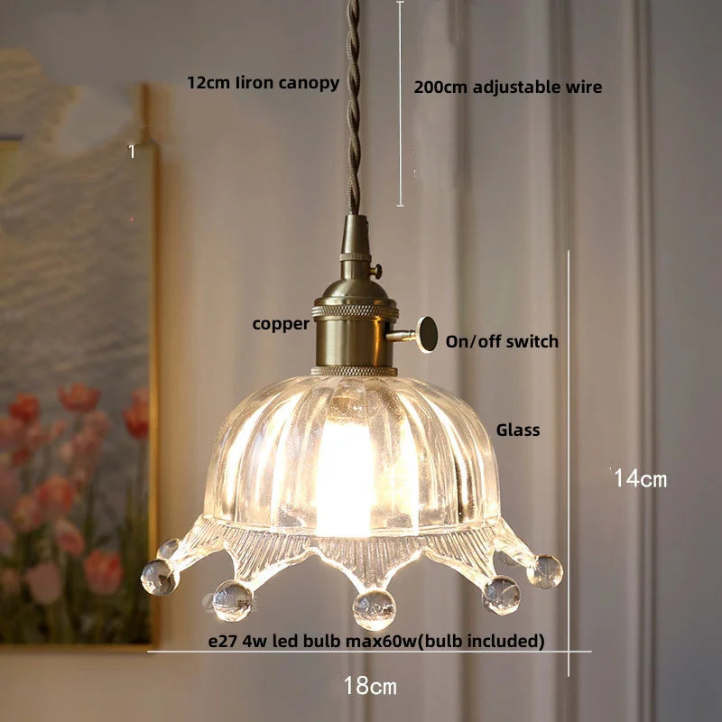 DecorBites™ Copper Glass LED Pendant Lamp: Modern Nordic Kitchen Dining Room Lighting