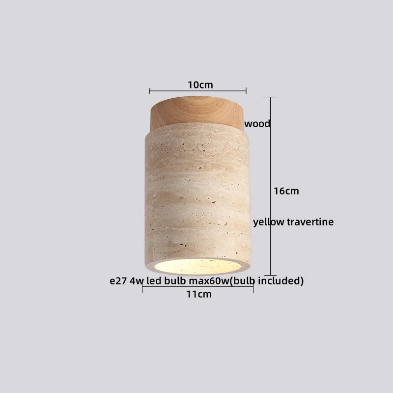 DecorBites™ LED Wood Yellow Travertine Ceiling Light - Modern Style for Home Decor