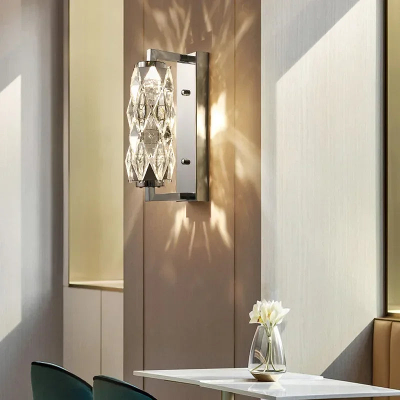 DecorBites™ Crystal Wall Lamp: Modern Luxury for Bedroom, Living Room, and Staircase