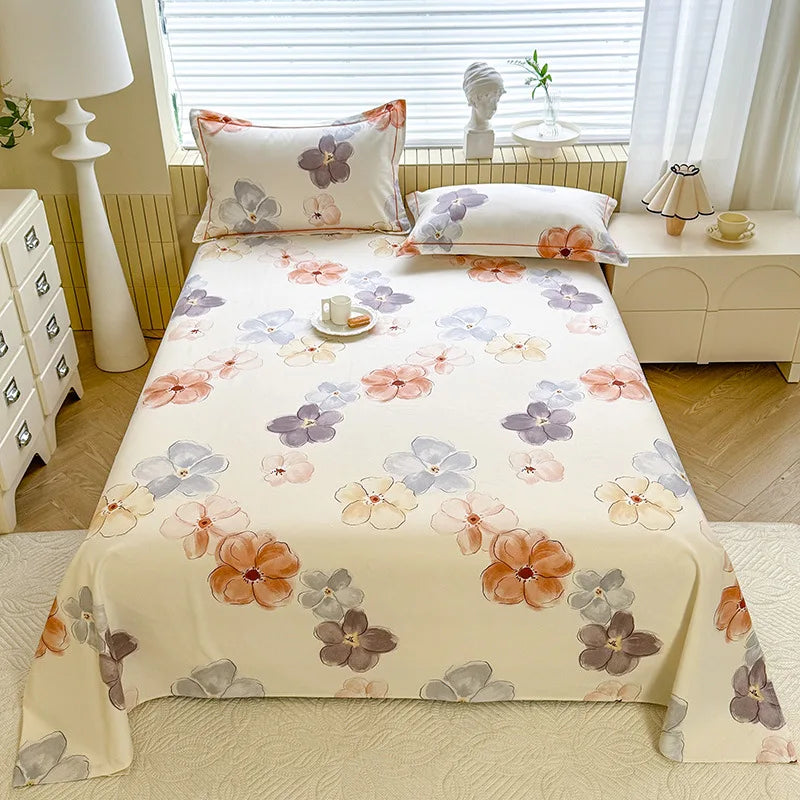 DecorBites™ Cooling Cotton Flower Print Bed Cover Matress Protector