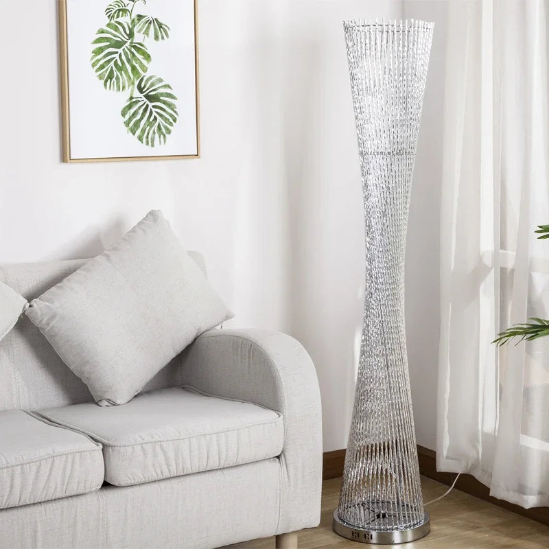 DecorBites™ Aluminum Tower Floor Lamp for Living Room Decor – Modern LED Standing Light