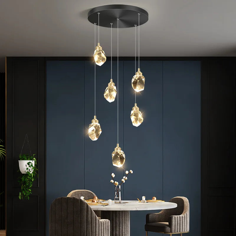 DecorBites™ Diamond Crystal Ball Chandelier, Luxury LED Light Fixture for Staircase and Living Room